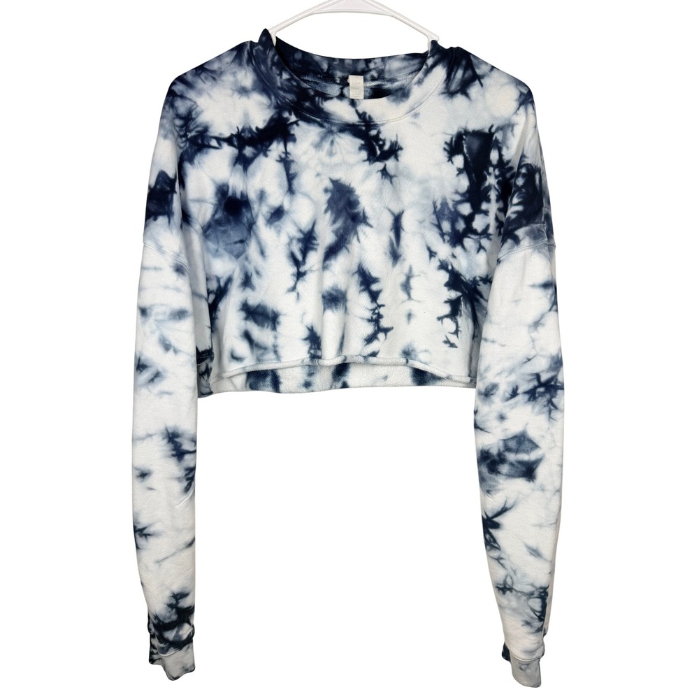 Alo Yoga Tie-Dye Extreme Cropped Sweatshirt Size M Raw Hem Athleisure